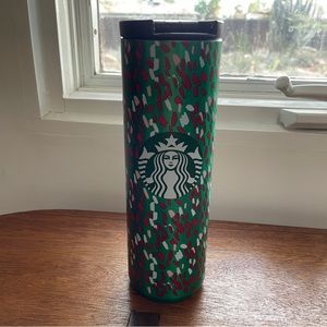 Starbucks 16 oz Holiday Green & Red Confetti Insulated Vacuum Tumbler -2019